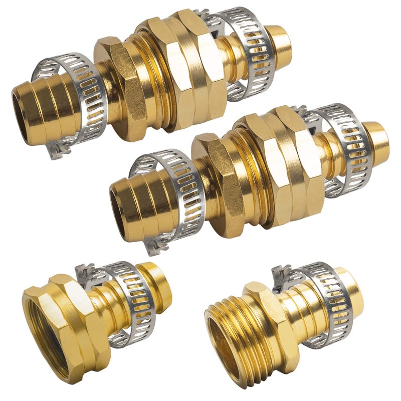 Xiny Tool Hose Repair Connectors with Claps, 5/8" Aluminum Garden Hose Repair Kit, Female and Male Hose Connectors & Fitting with Stainless Steel Clamp, 3 pack - Image 2